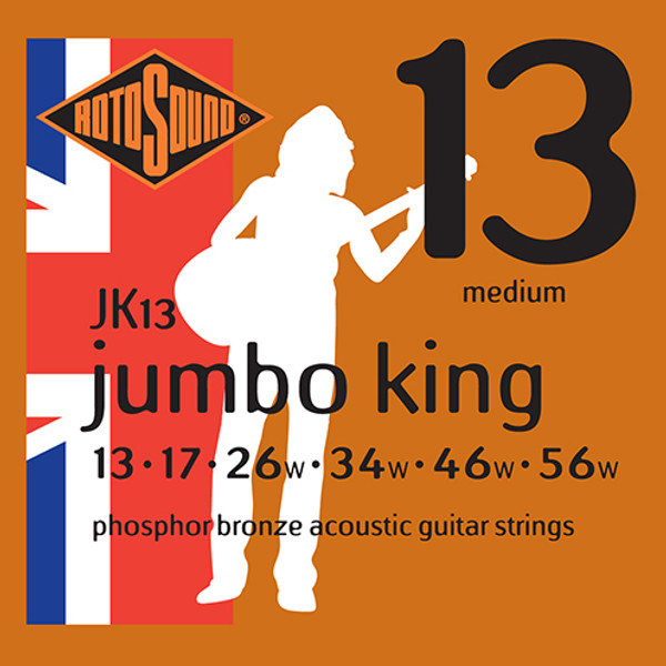 Rotosound JK13 Jumbo King Phosphor Bronze Acoustic Guitar Strings – Medium Gauge (13-56)