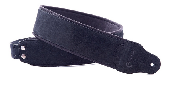 RightOn! Jazz Suede Black Genuine Leather Guitar Strap