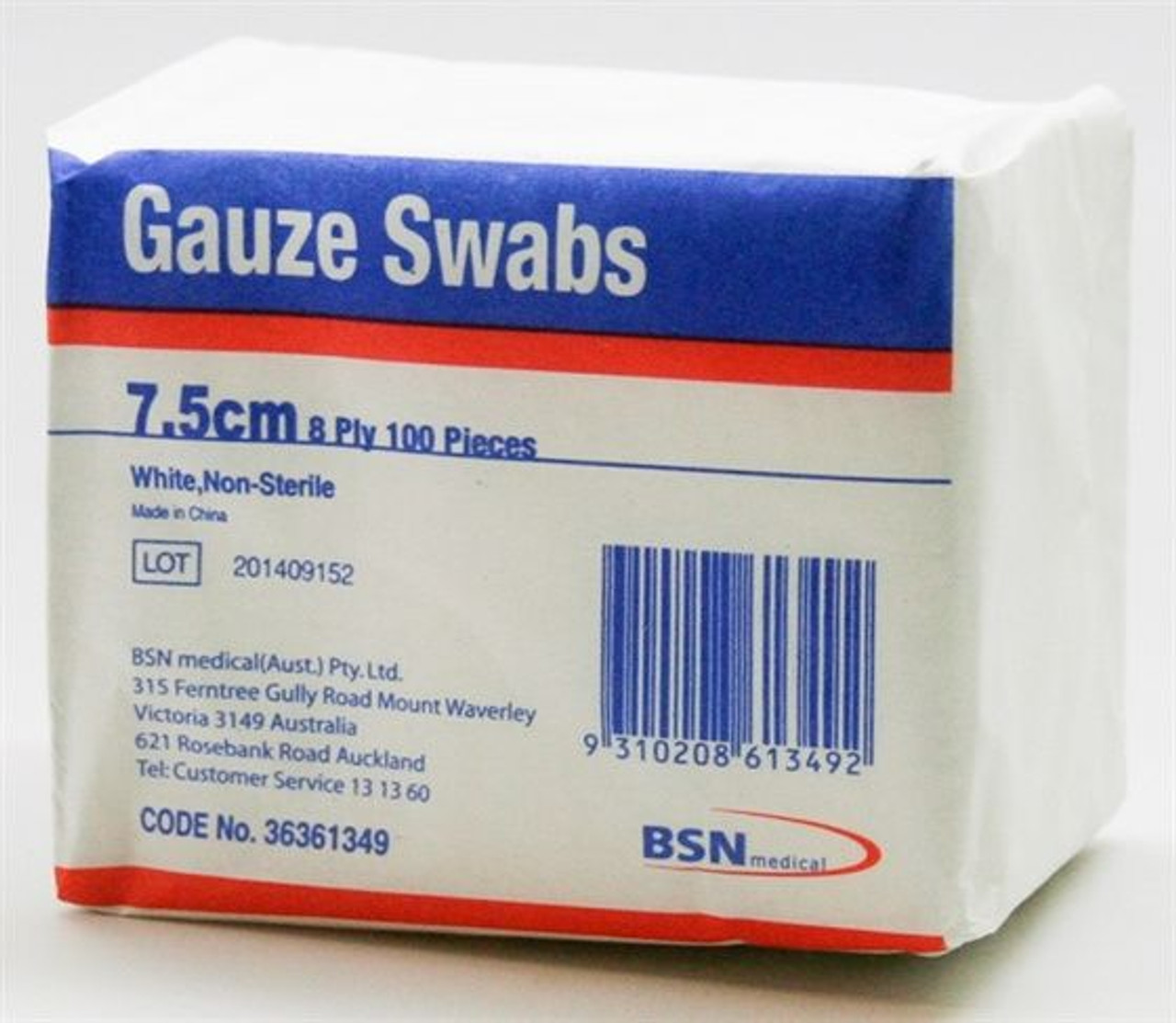 GAUZE SWAB 8PLY 7.5X7.5CM Medical Dressings