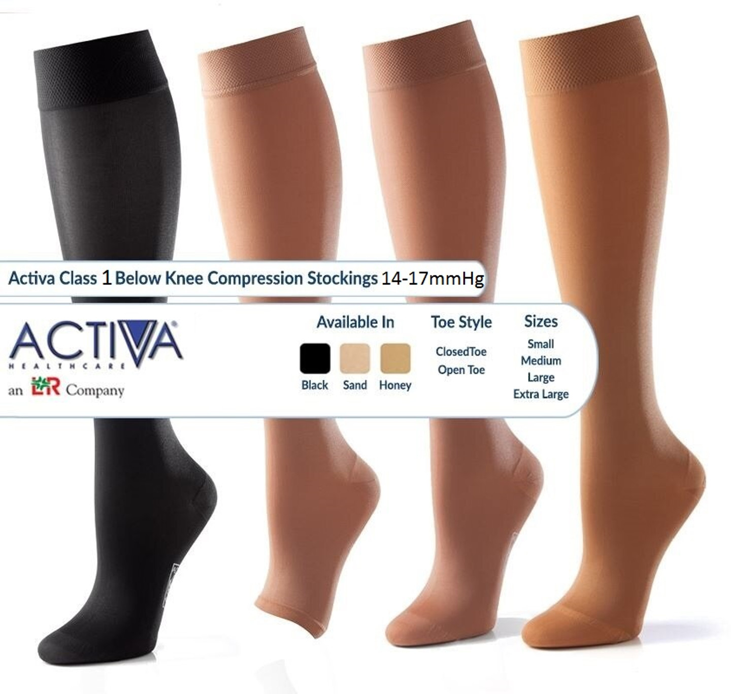 Activa CLASS 1 Below Knee Compression Hoisery (14-17mmHg) - MedicalDressings