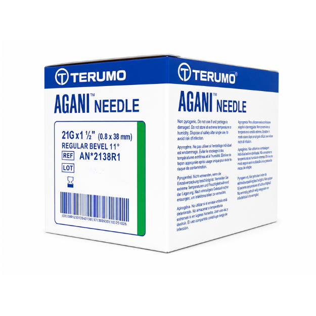 Terumo AGANI Hypodermic needle - 21g 1.5in Green (Box of 100) (AN2138R1)