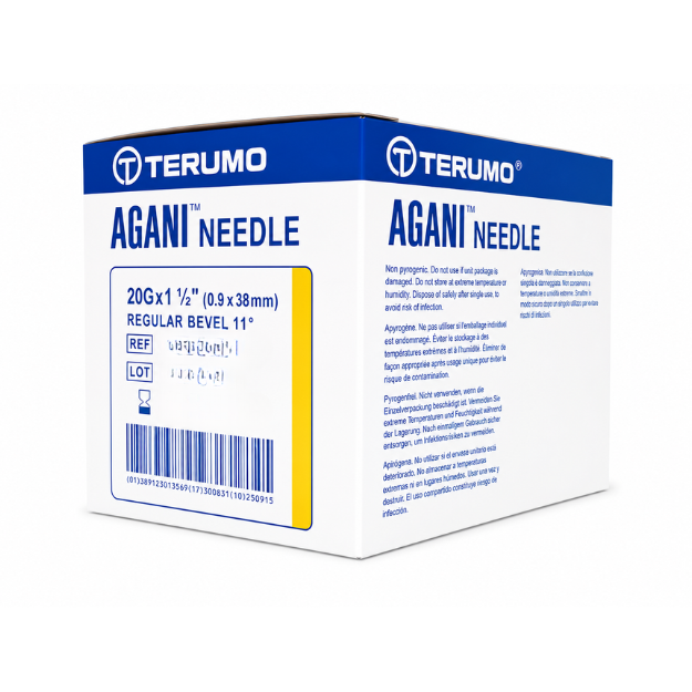 Terumo AGANI Hypodermic needle - 20g 1.5in Yellow (Box of 100) (AN2038R1)
