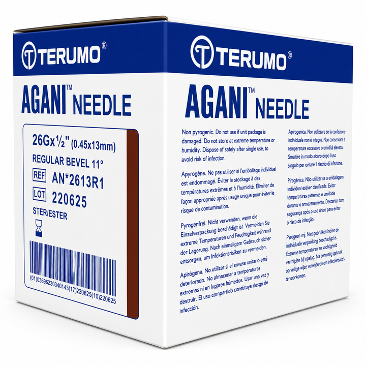 Terumo AGANI Hypodermic needle - 26g 0.5in Brown (Box of 100) (AN2613R1)