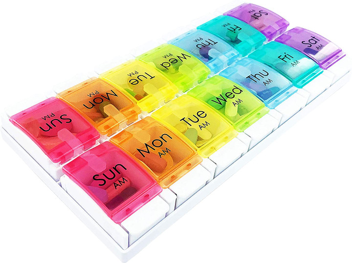 Weekly Easy Open Pill Box Organiser/Reminder (14 Compartments) (JA966)