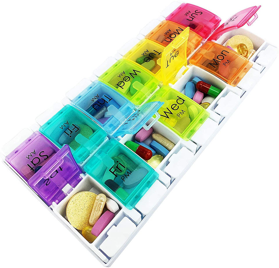 Weekly Easy Open Pill Box Organiser/Reminder (14 Compartments