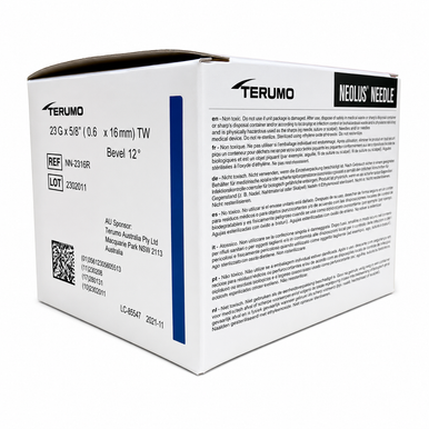 Terumo Neolus Hypodermic Needle 23g x 5/8in (16mm) Blue (Box of