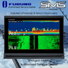 Furuno TZTouche 9 inch multi touch MFD showing chart plotter and dual sonar split screen, mounted on boat with rod holders, Shotgun Marine Services authorised Furuno dealer