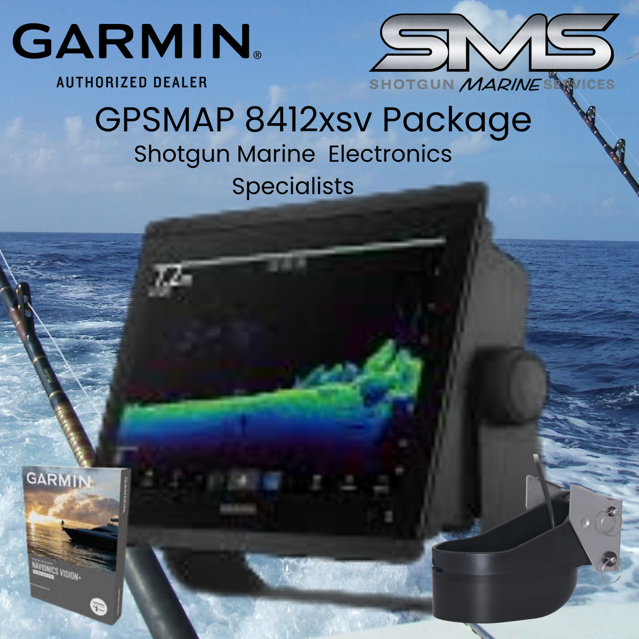 `Garmin GPSMAP 8412xsv Package proudly supplied by Shotgun Marine Services and installed by Port Macquarie Marine Services Port Macquarie NSW`