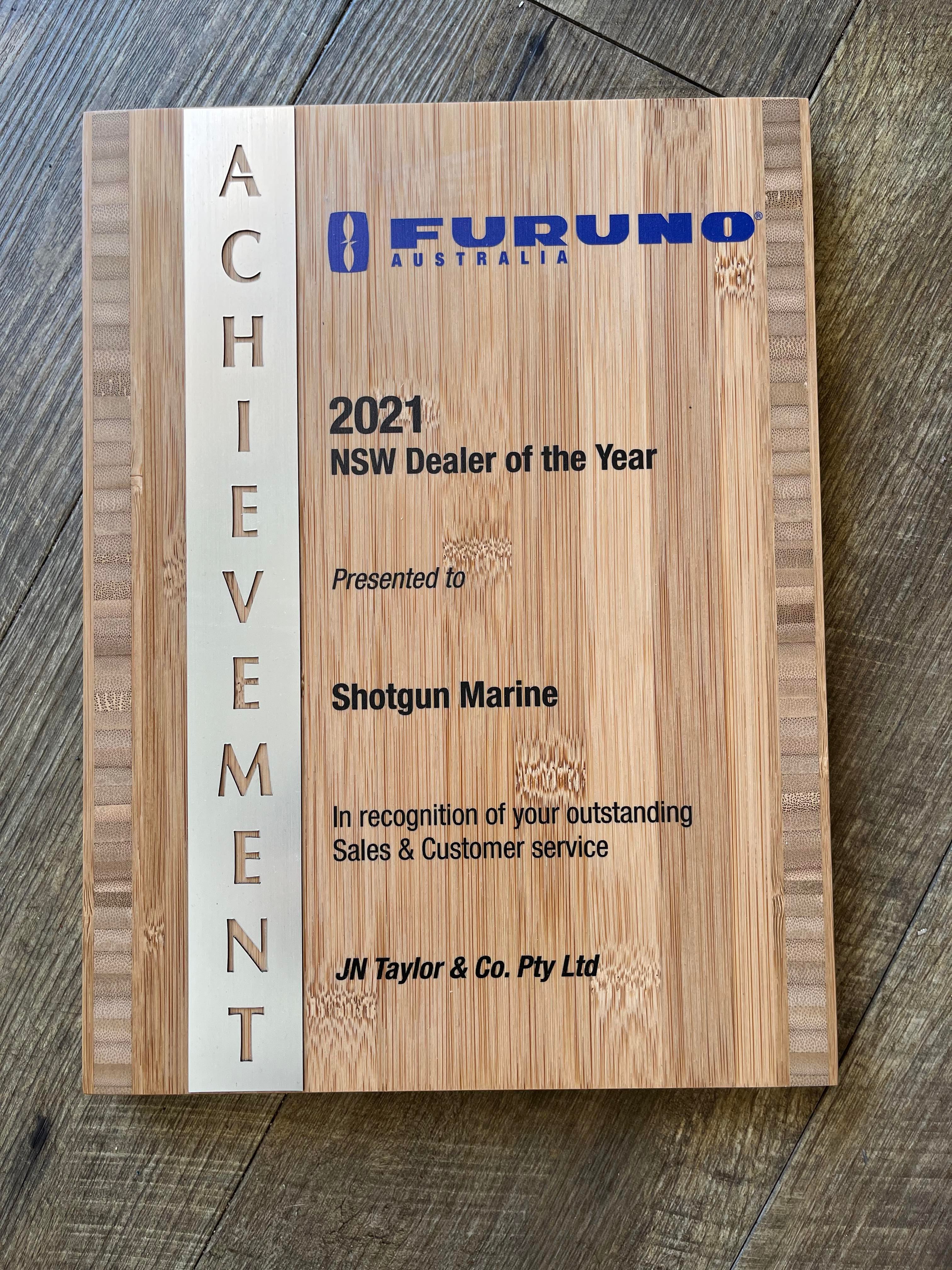 Furuno Dealer of the year 2021 - Shotgun Marine Wins another industry Award! 