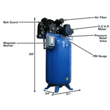 Atlas Air Force AF8 5HP 80 Gallon Two Stage 5HP Commercial Grade Air Compressor