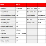 Triumph NTO-15 15,000 lb. 2 Post Lift