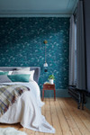 Flower Press Denim Wallpaper