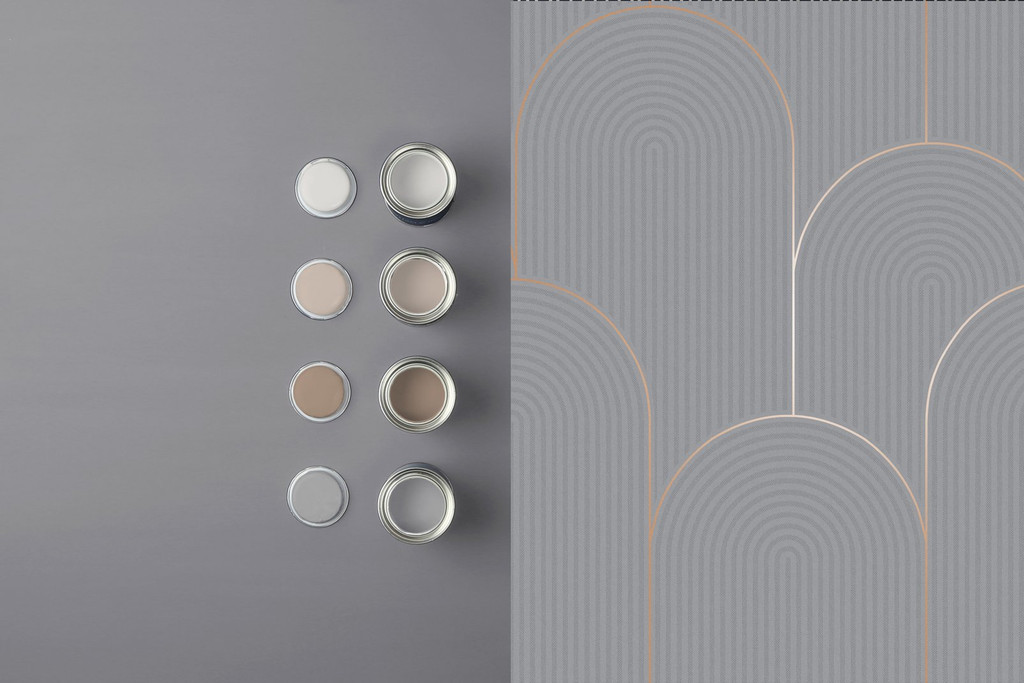 Lancet Grey & Rose Gold Wallpaper