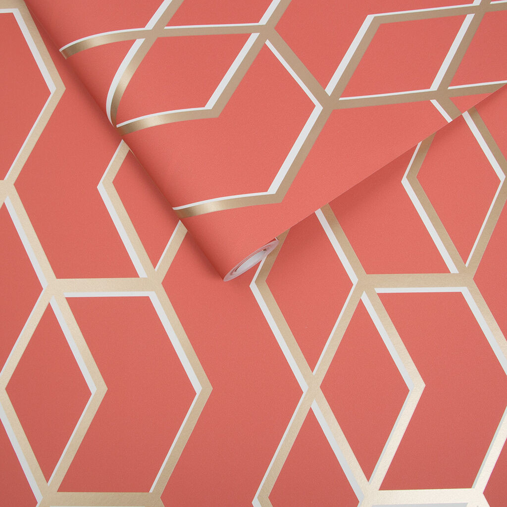 Archetype Coral & Gold Wallpaper