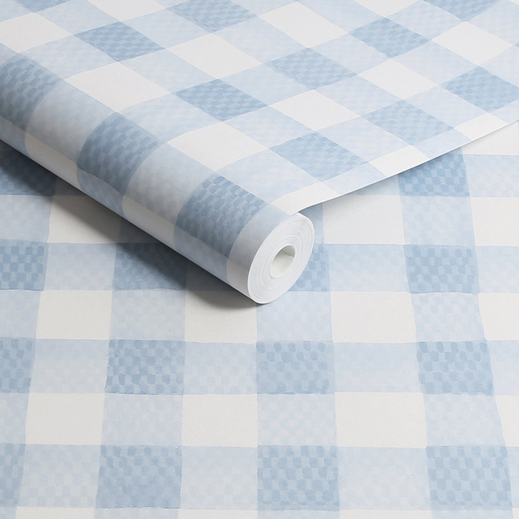 Cath Kidston Painted Gingham Blue Wallpaper