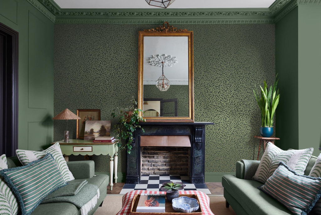 Gilded Leaf Olive Wallpaper