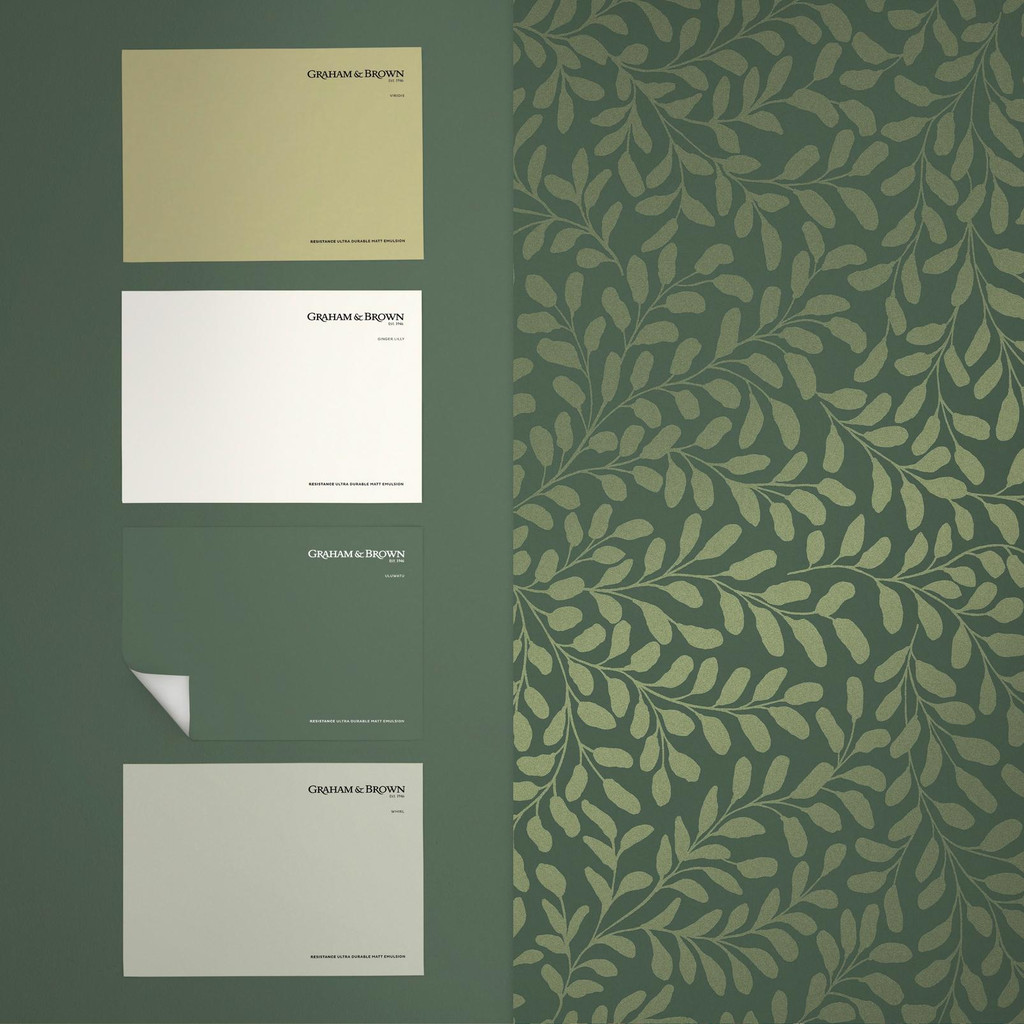 Gilded Leaf Olive Wallpaper