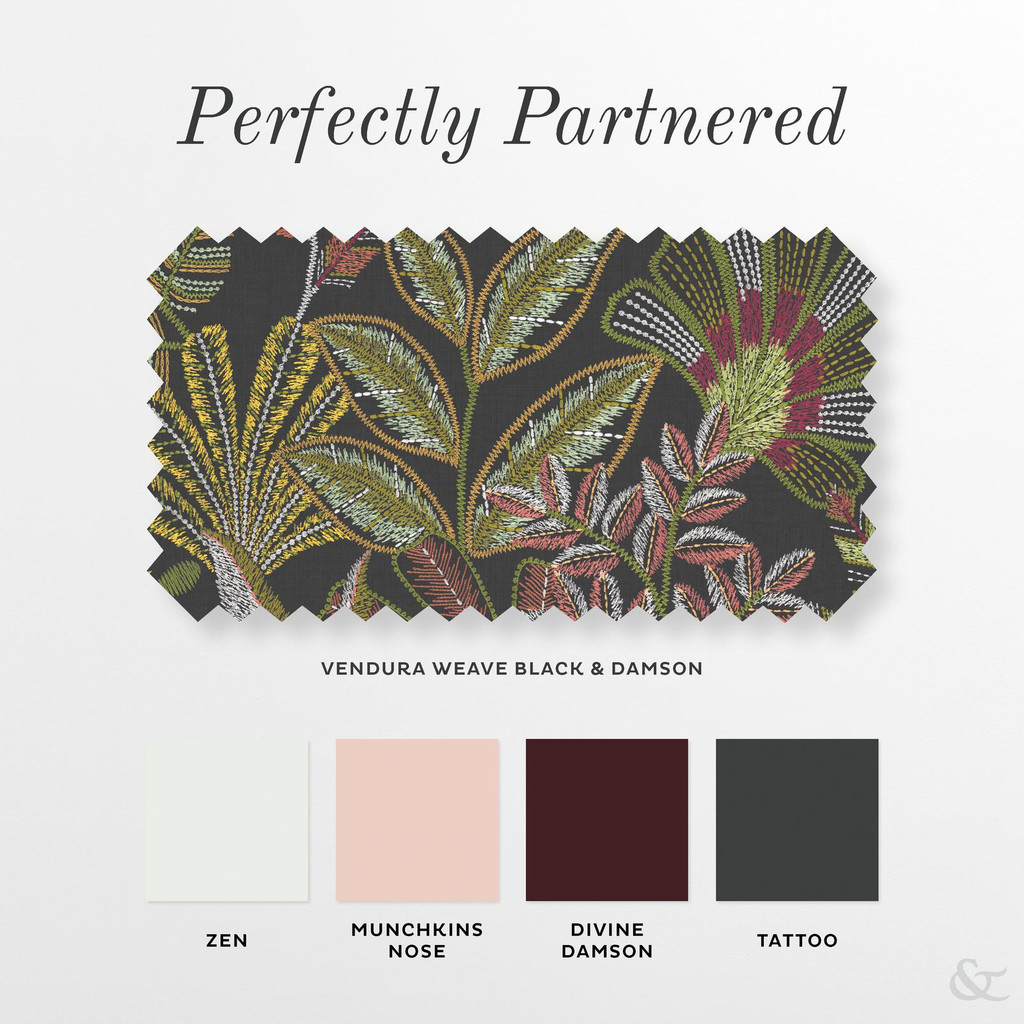 Vendura Weave Black & Damson Curtain - 142567cur_COORDINATES_01.jpg