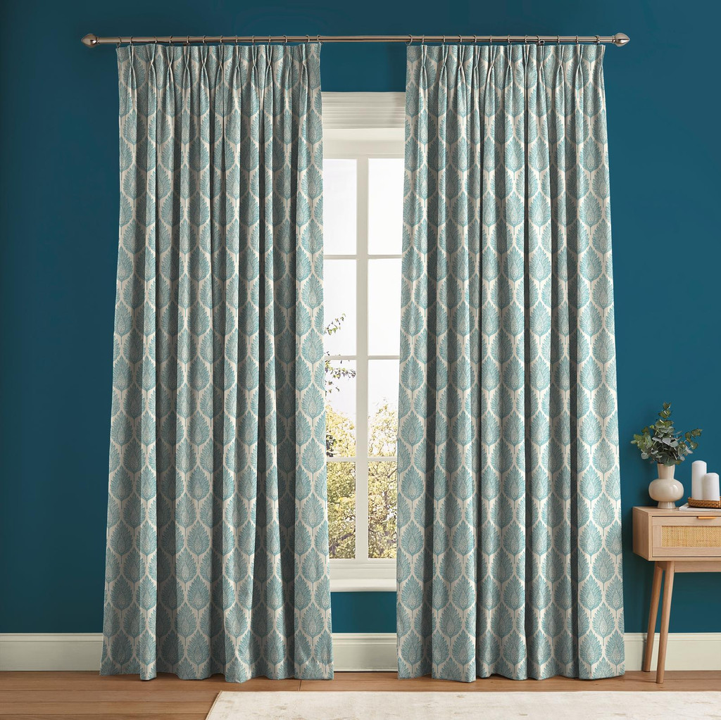 Flame Leaf Teal Curtain - 142548cur_ROOMSET_01.jpg
