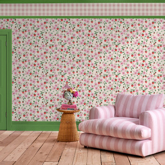 Cath Kidston Strawberry Spring Wallpaper — roomset or alternate view