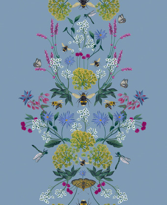 Joules Perfect Pollinators Haze Blue Wallpaper