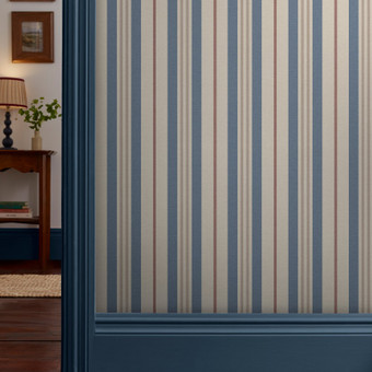 Joules Grove Stripe Pink & Blue Wallpaper — roomset or alternate view