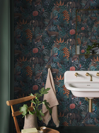 Jungle Jamboree Navy & Teal Wallpaper - 142315_ROOMSET_01.jpg