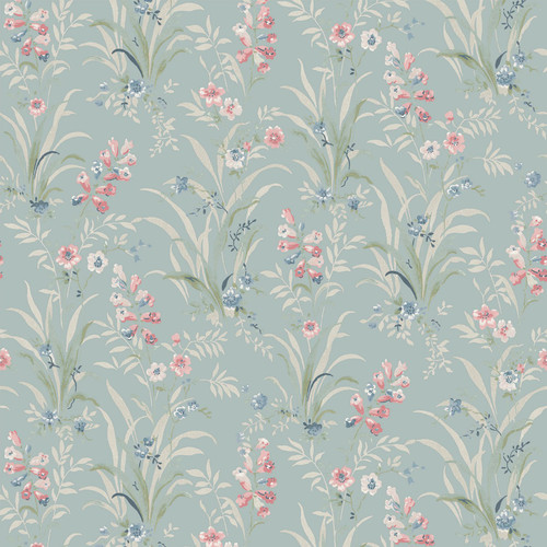 Laura Ashley Mosedale Posy Dark Duck Egg Blue Wallpaper