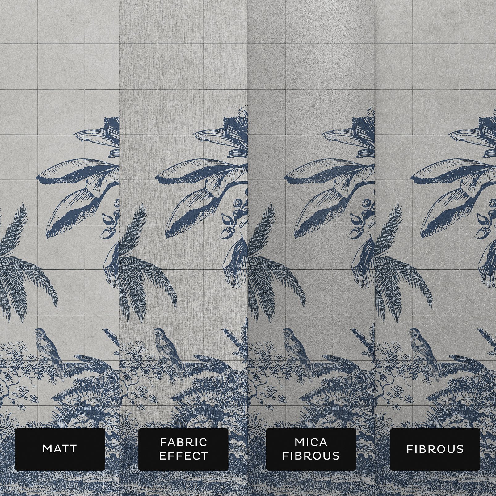 Tiled Jungle Blue Bespoke Mural