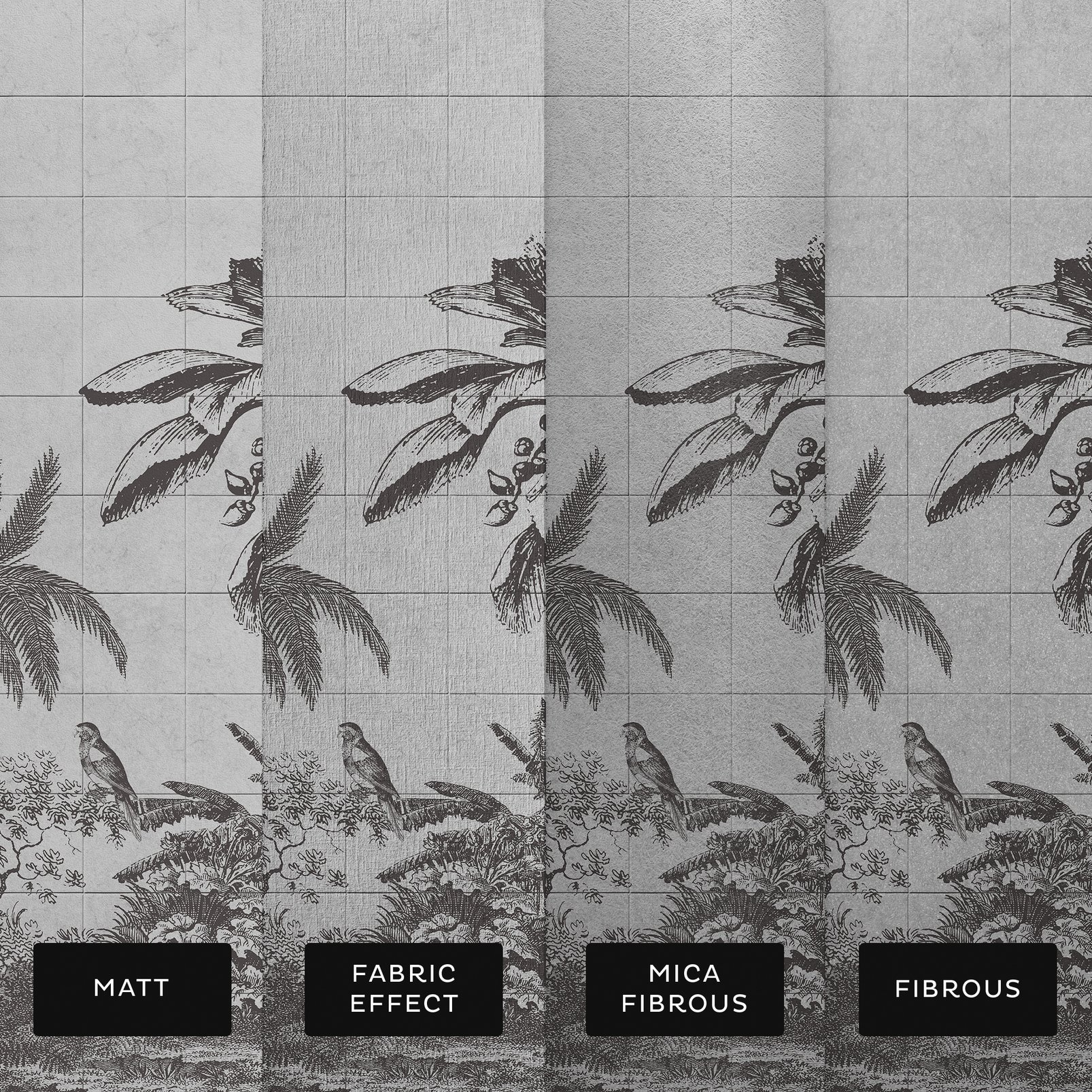 Tiled Jungle Black & White Bespoke Mural