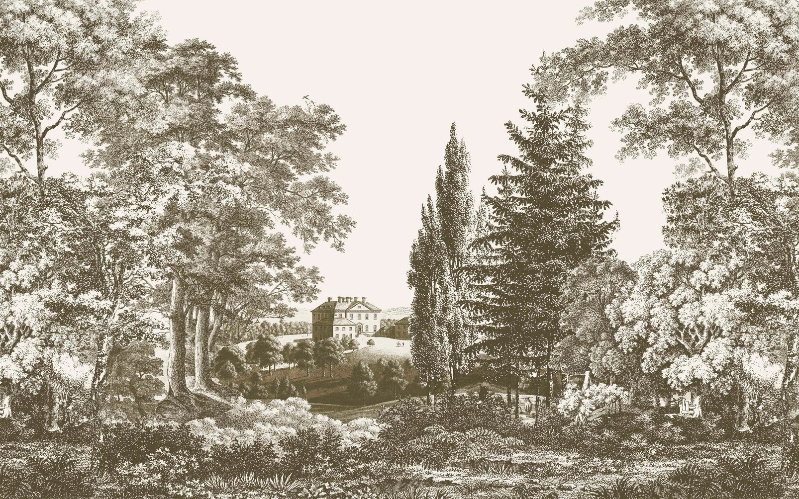 Stately Manor Sepia Bespoke Mural