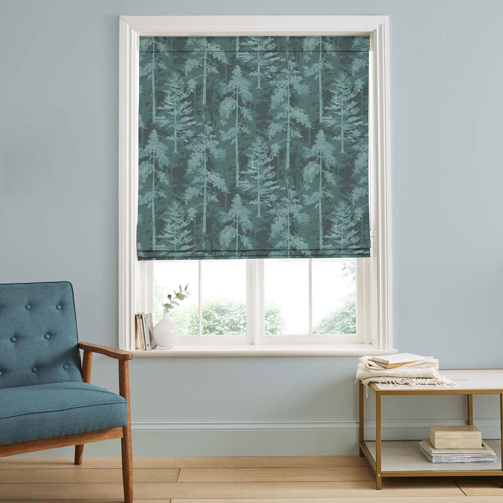 Norse Forest Soft Teal Roman Blind