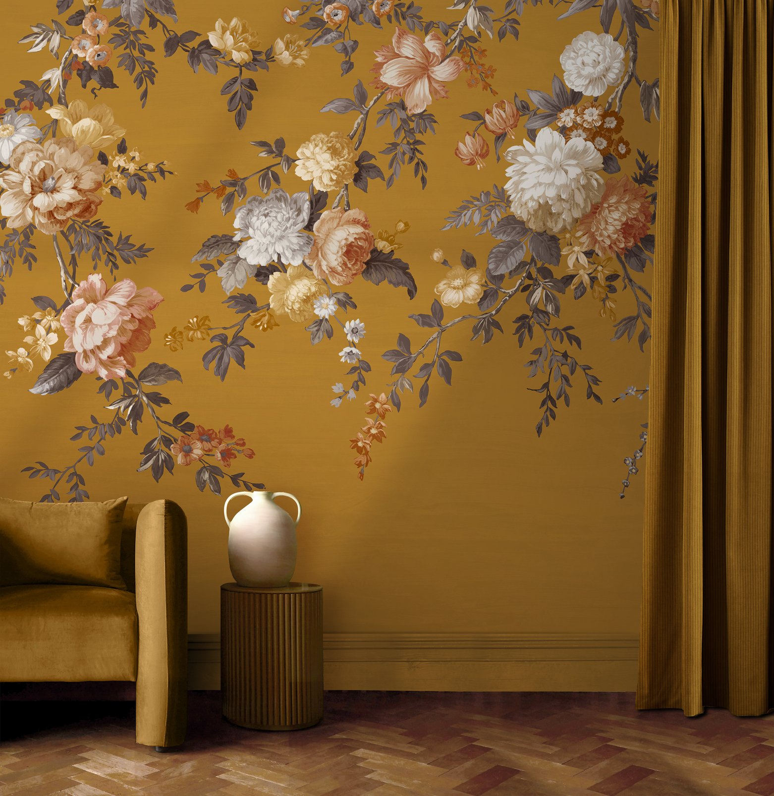 Hague Fleurs Mustard Bespoke Mural