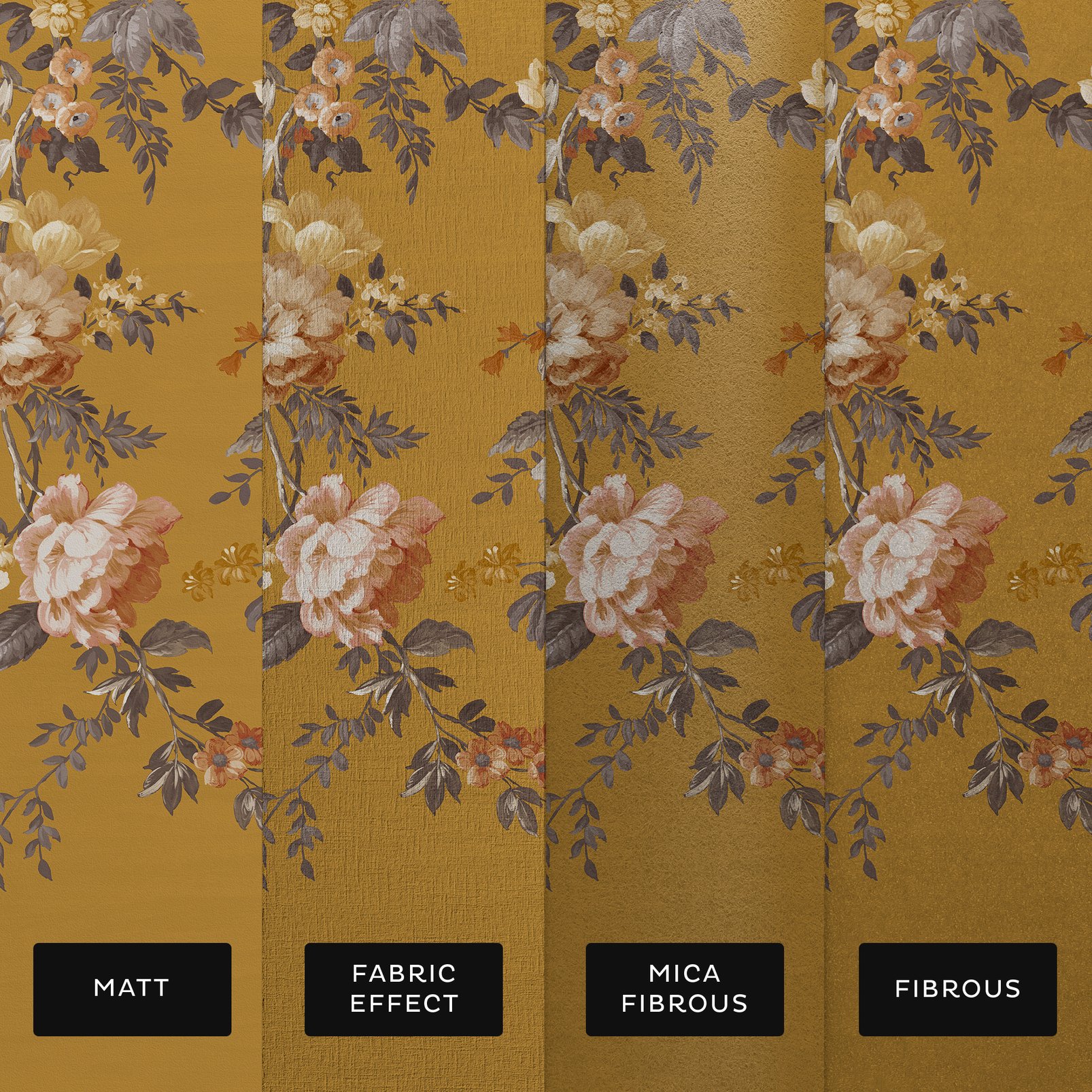 Hague Fleurs Mustard Bespoke Mural