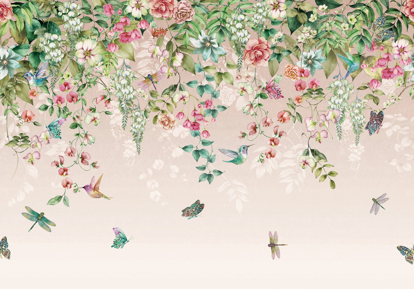 Ethereal Flora Blush Bespoke Mural