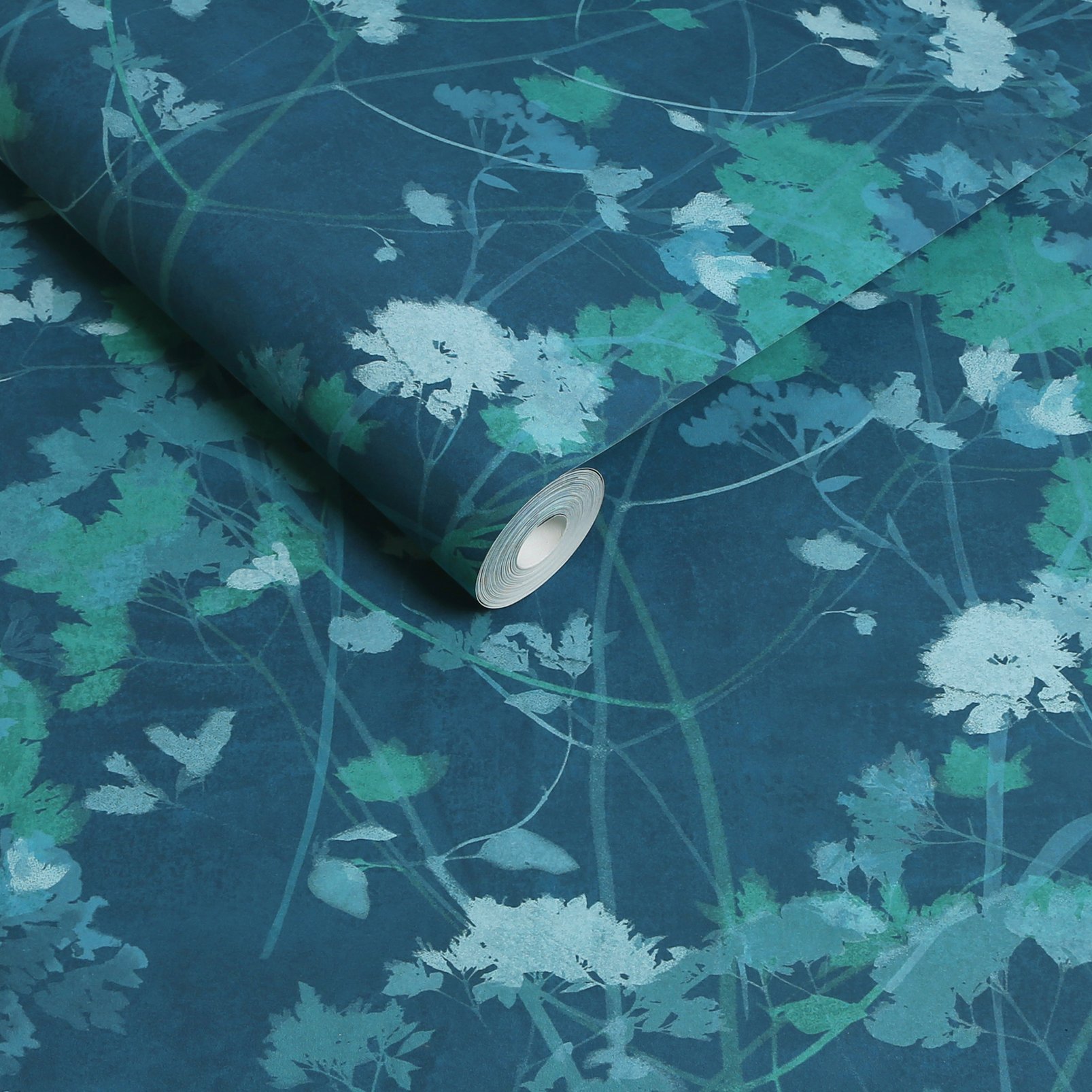 Flower Press Denim Wallpaper