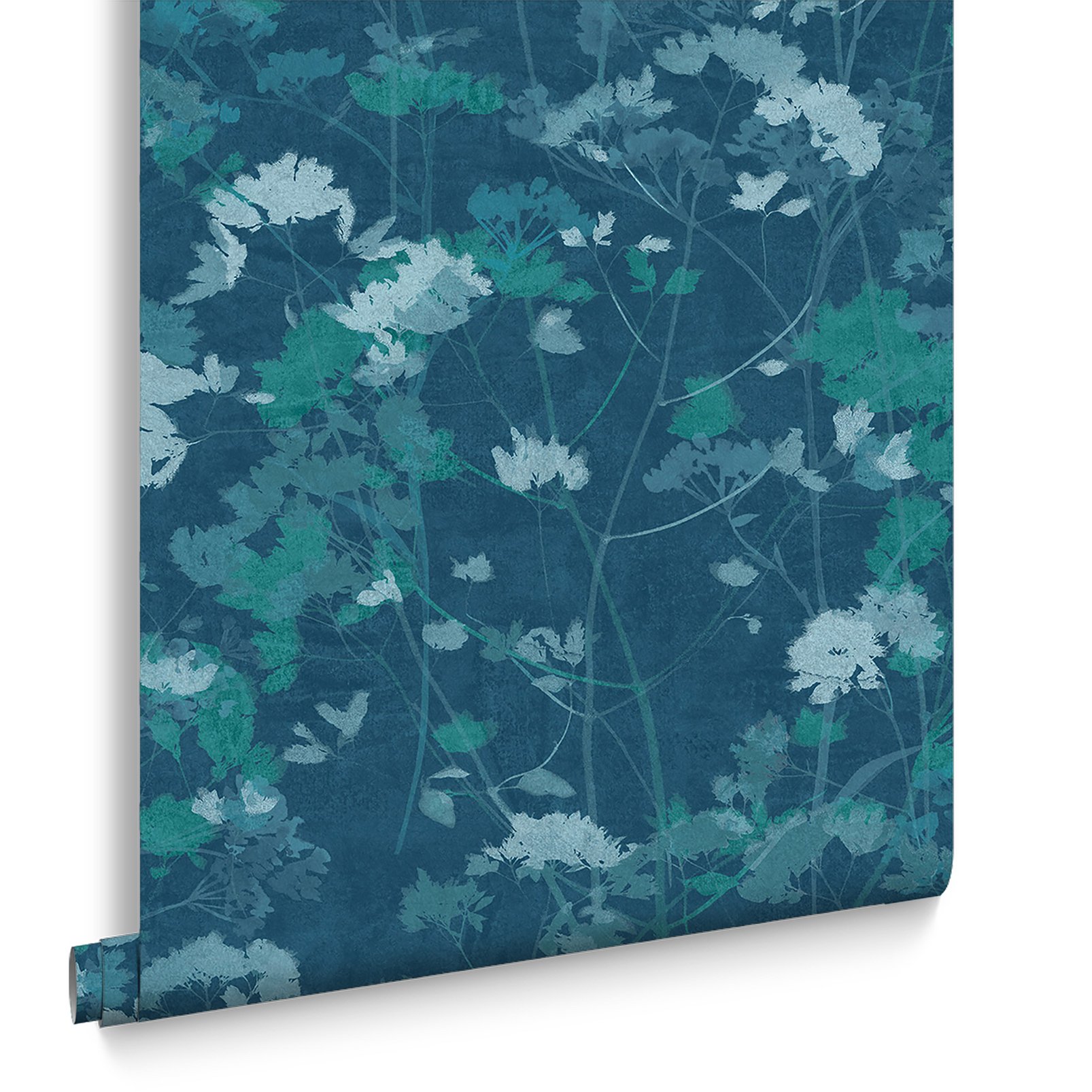 Flower Press Denim Wallpaper