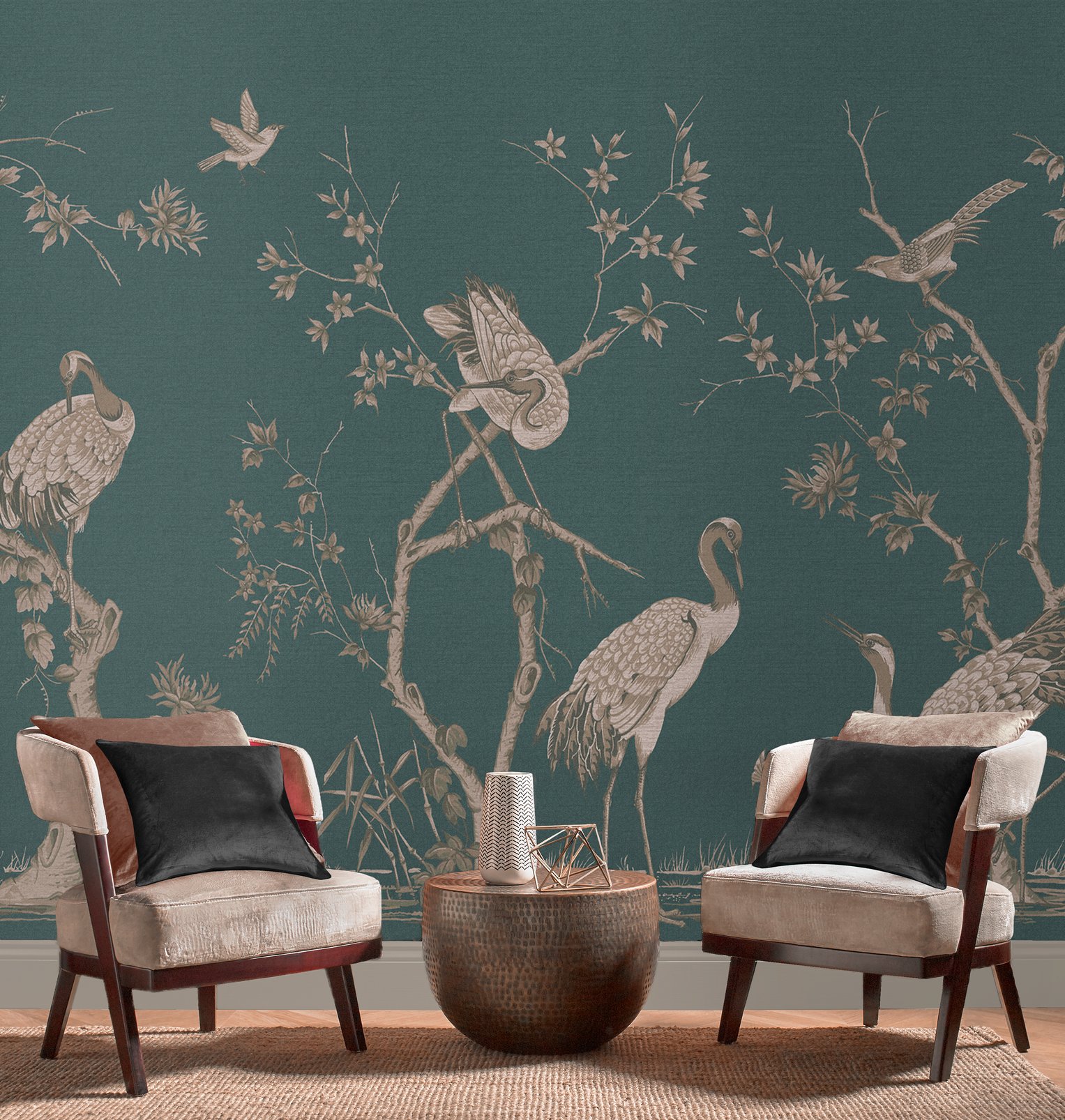Grazing Cranes Twilight BeSpoke Mural