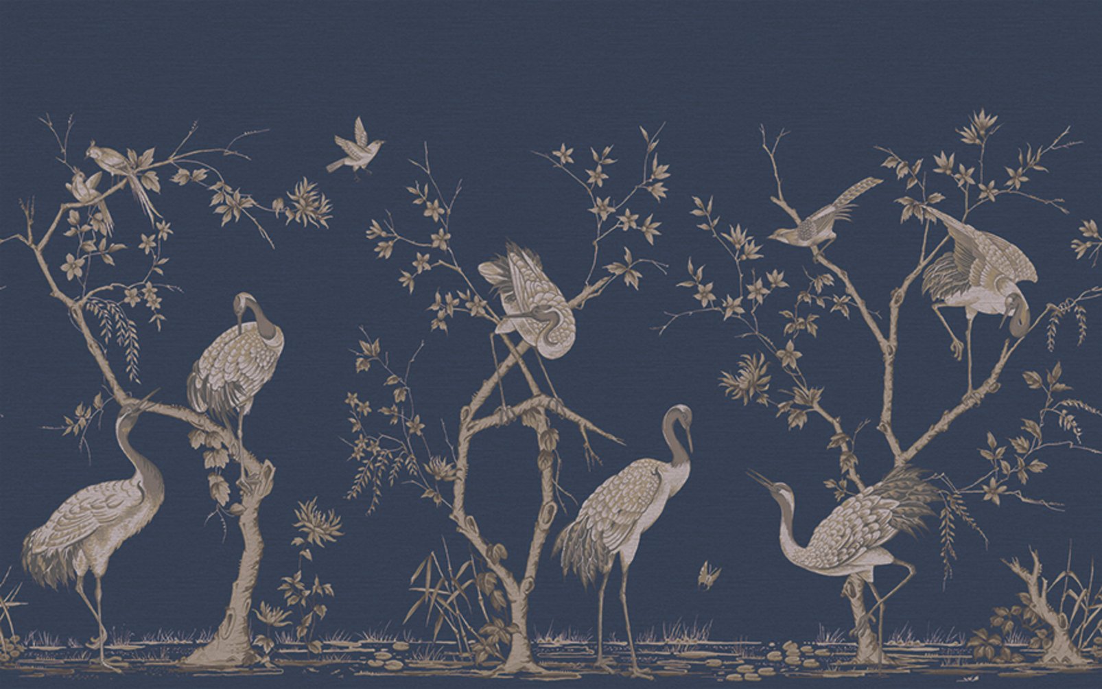 Grazing Cranes Midnight Bespoke Mural