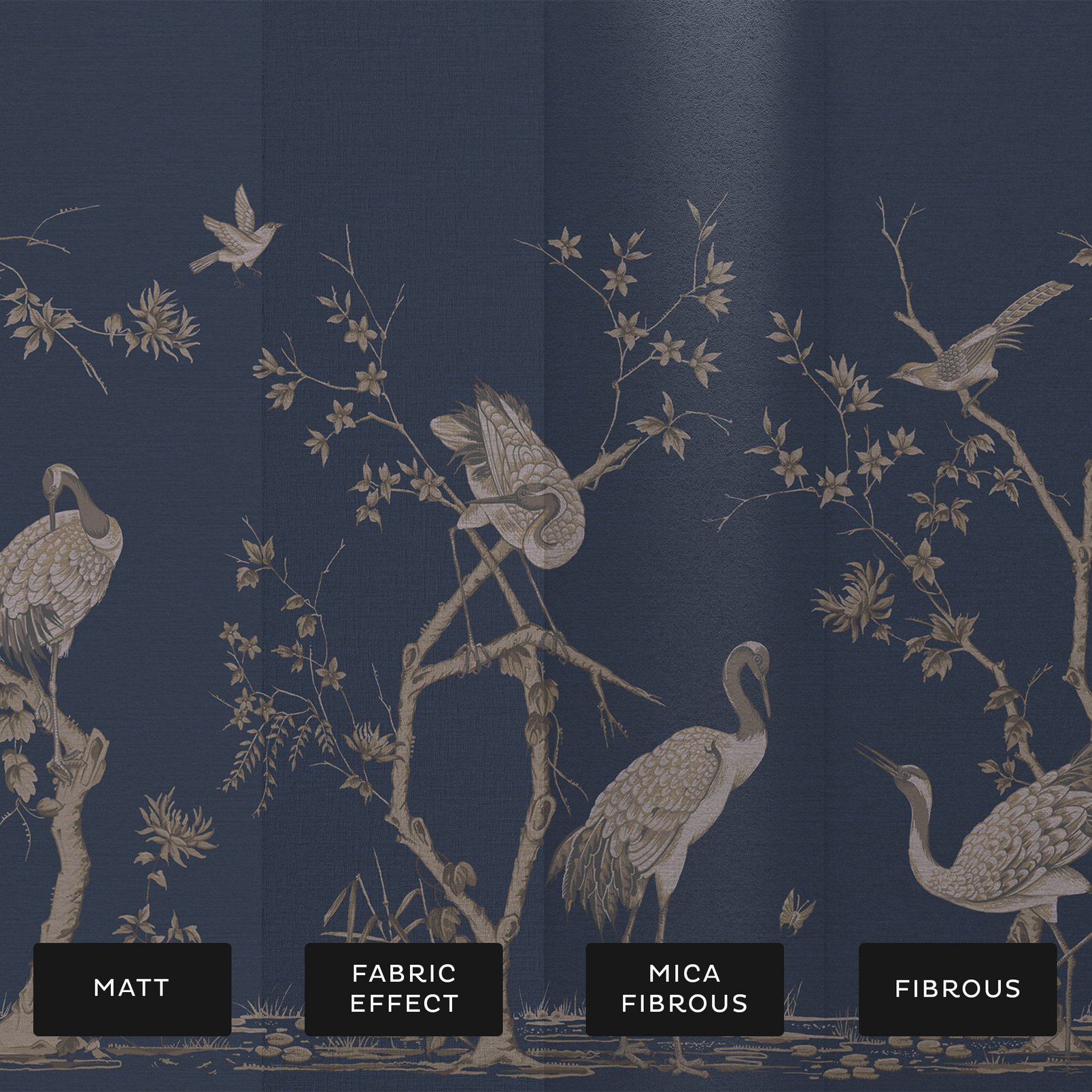Grazing Cranes Midnight Bespoke Mural