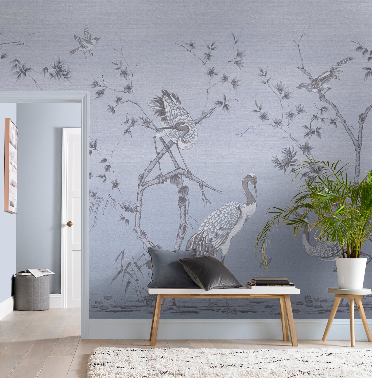 Grazing Cranes Sky Bespoke Mural