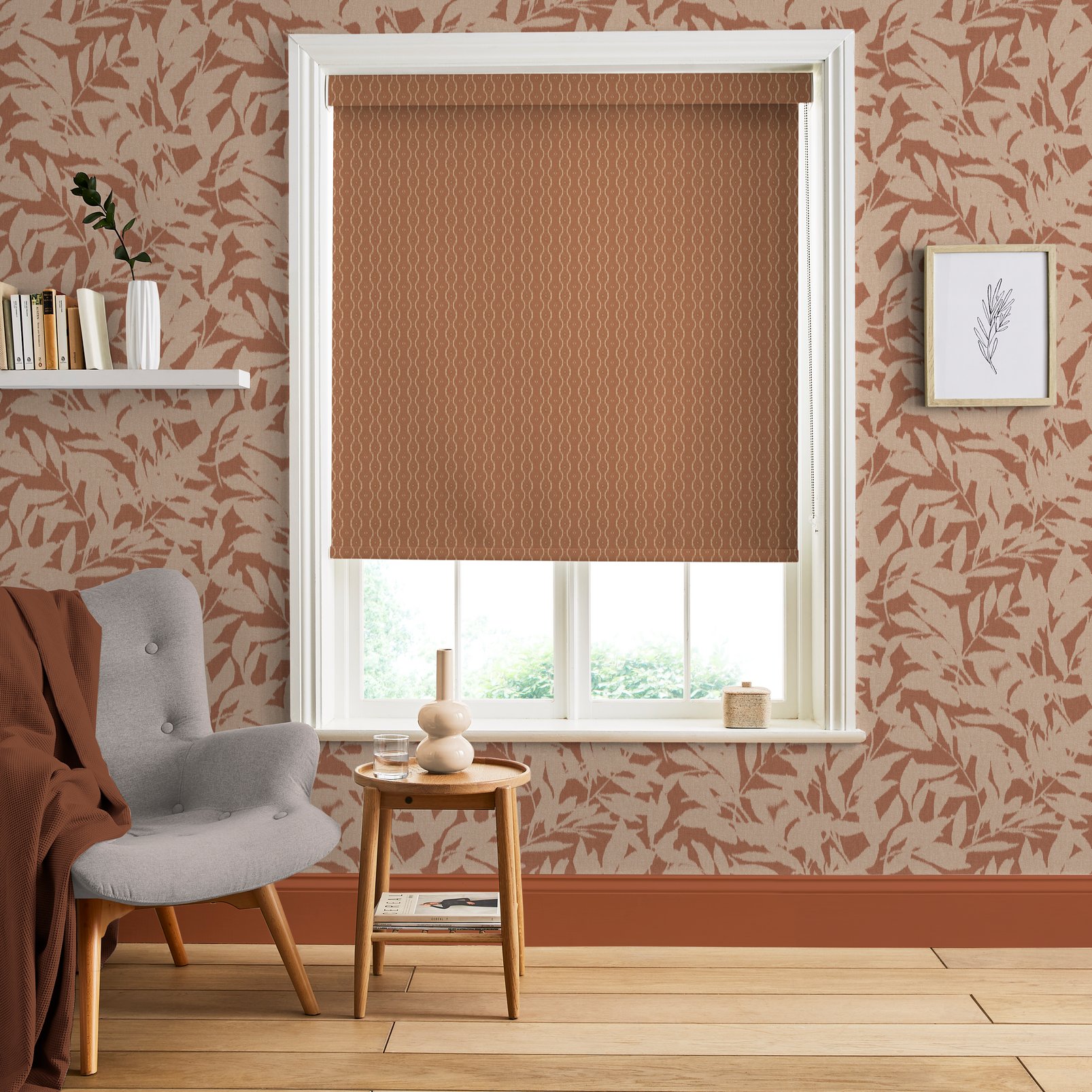 Rustic Ikat Clay Blackout Roller Blind