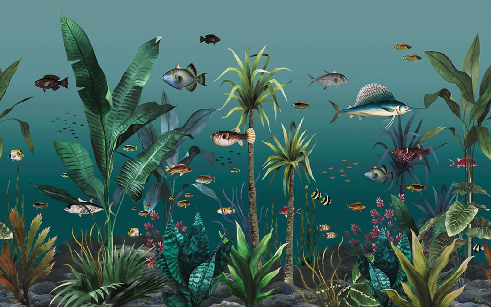 Technicolour Aquarium Teal Bespoke Mural