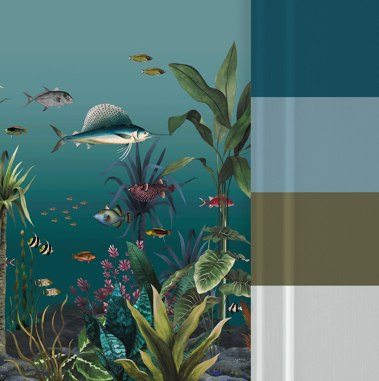 Technicolour Aquarium Teal Bespoke Mural