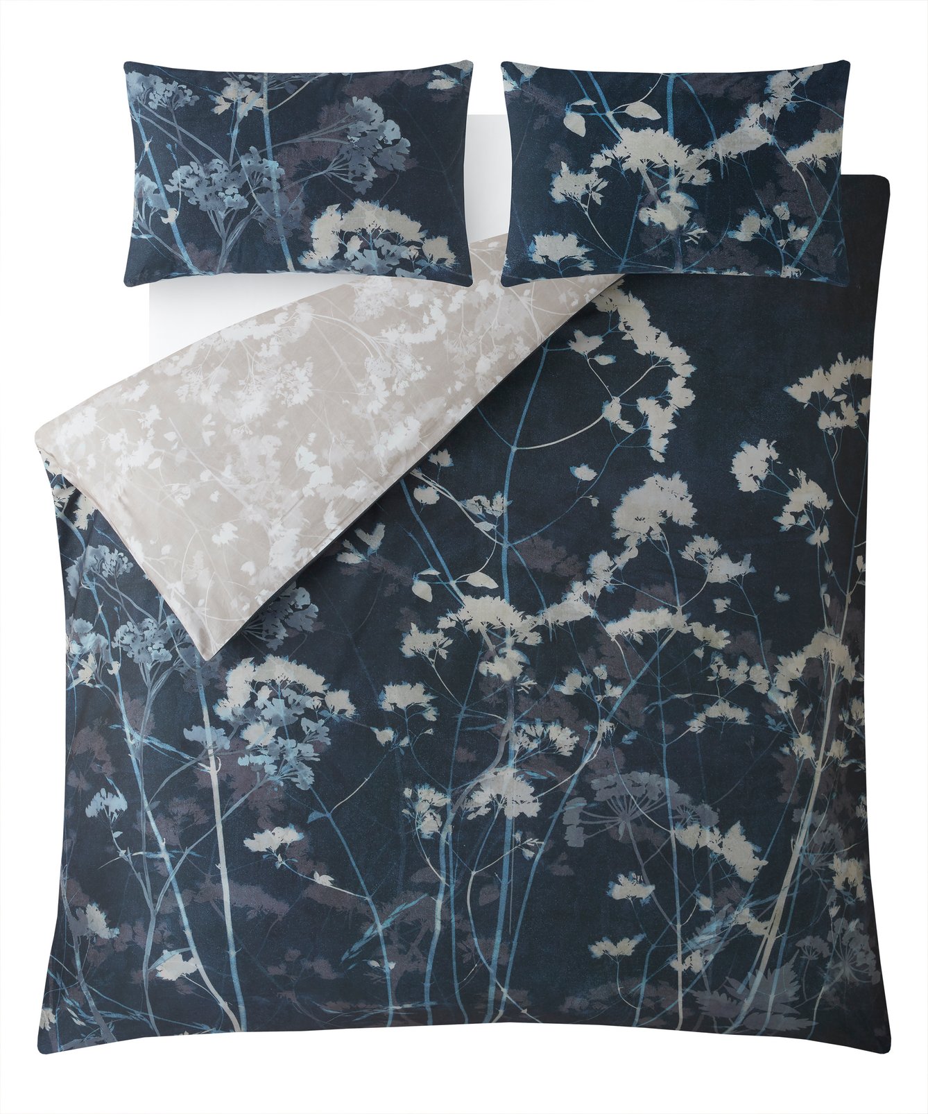 Flower Press Indigo Duvet Cover Set