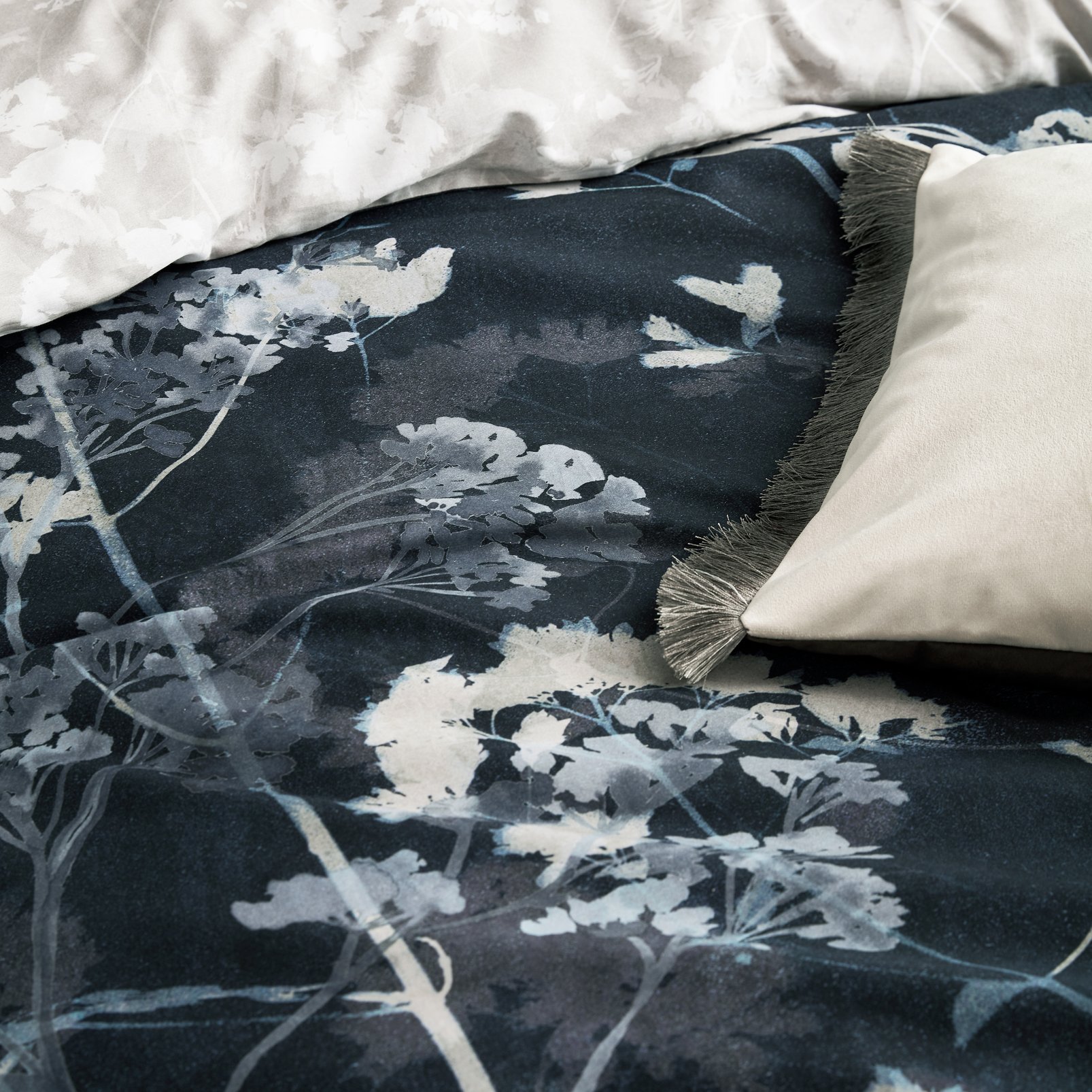 Flower Press Indigo Duvet Cover Set