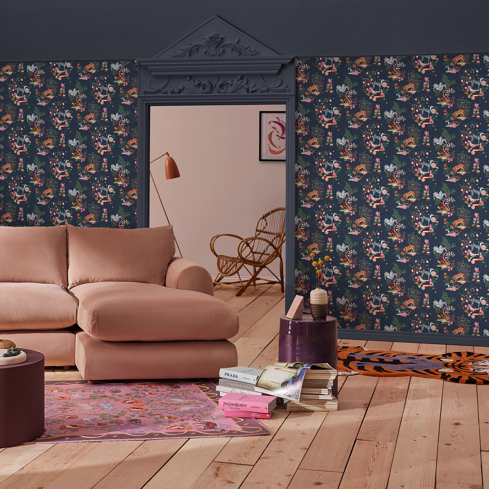 Cath Kidston Painted Kingdom Navy Wallpaper Cath Kidston Painted Kingdom Navy Wallpaper