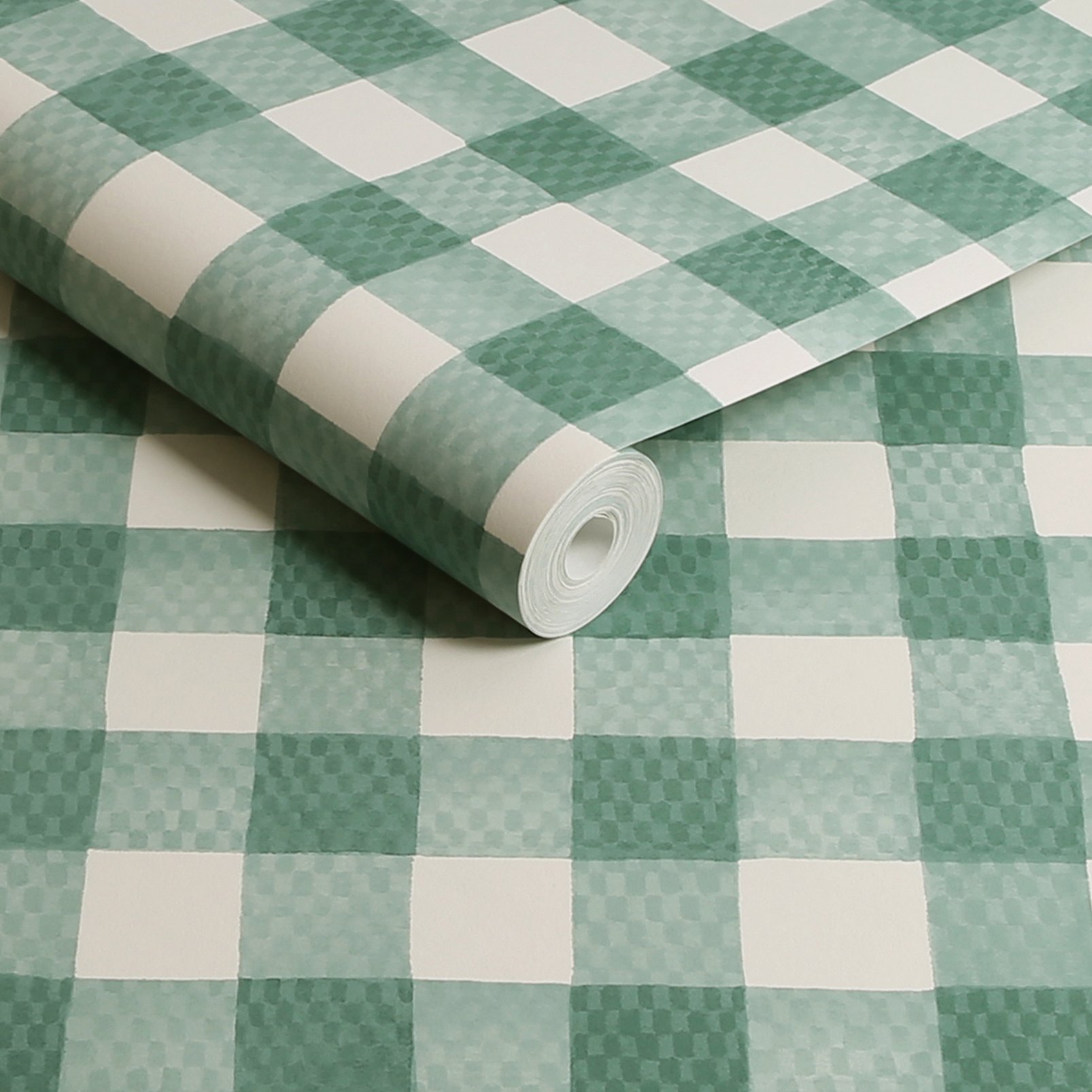 Cath Kidston Painted Gingham Green Wallpaper