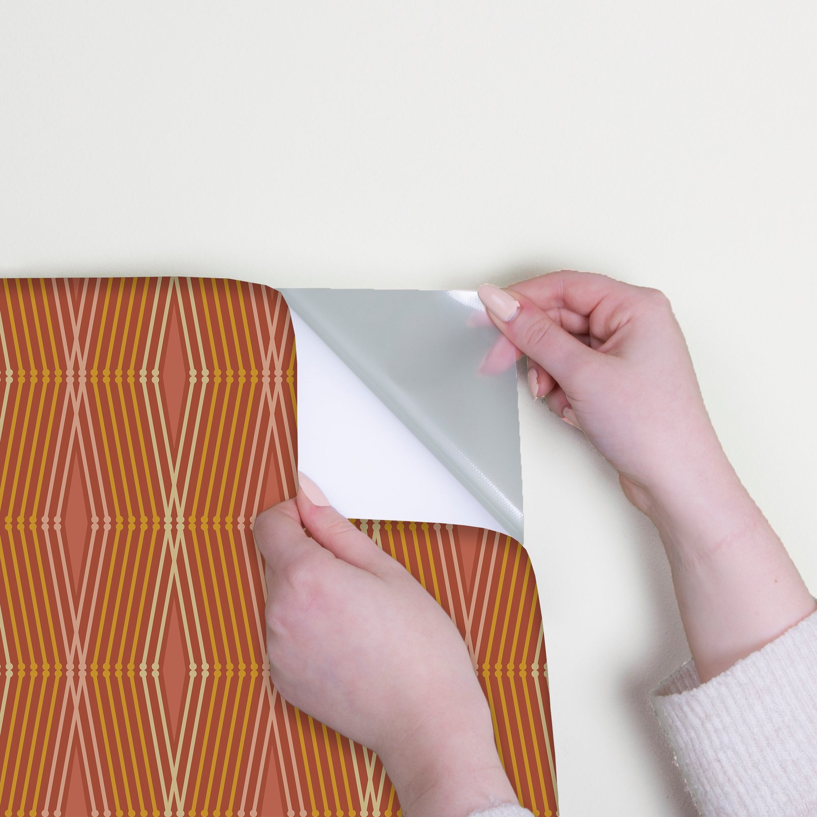 Nicole Miller Hard Edge Ogee Peel & Stick Clay Wallpaper - 127440_DETAIL_HARD EDGE OGEE CLAY_01.jpg