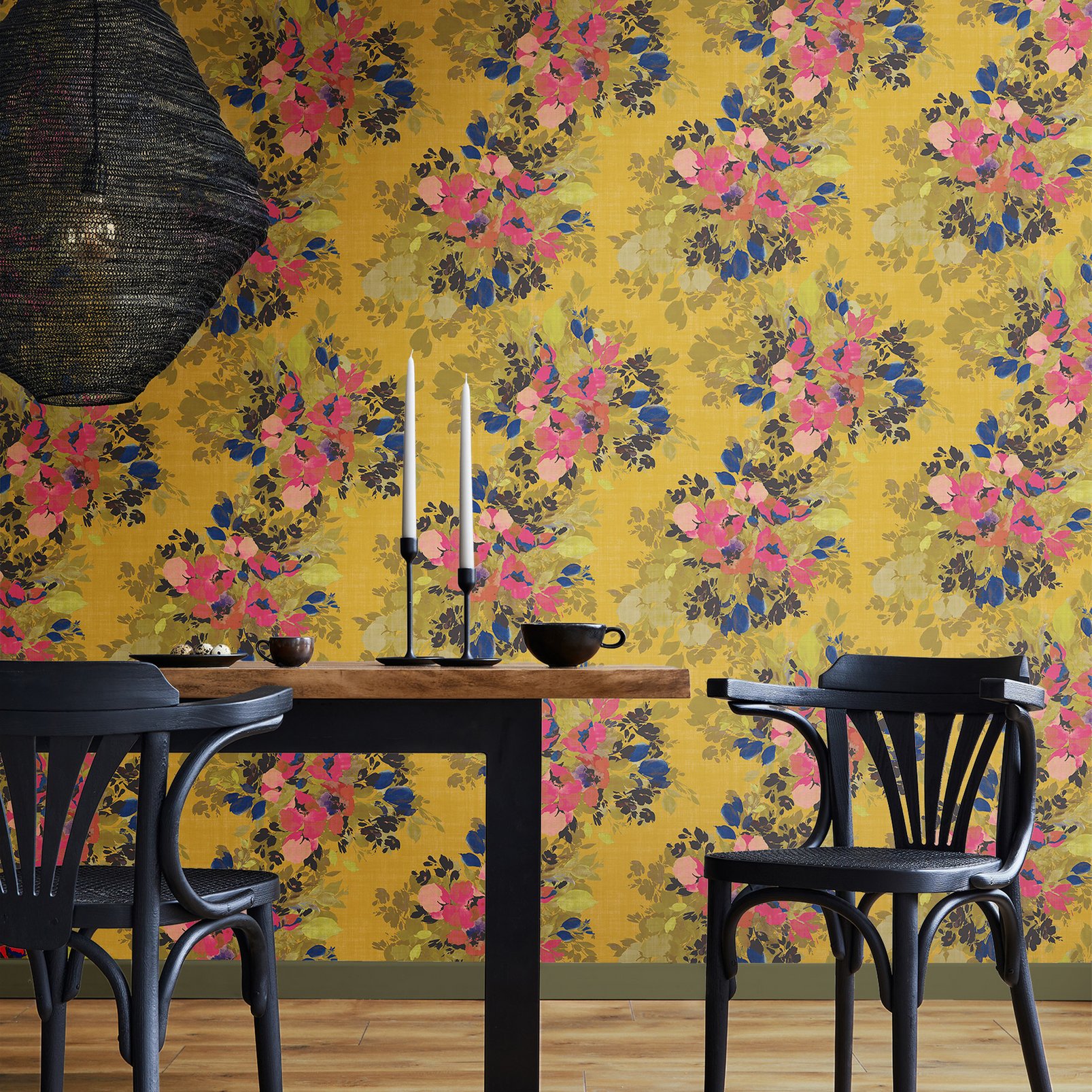 Nicole Miller Botanic Peel & Stick Ochre Wallpaper Nicole Miller Botanic Peel & Stick Ochre Wallpaper